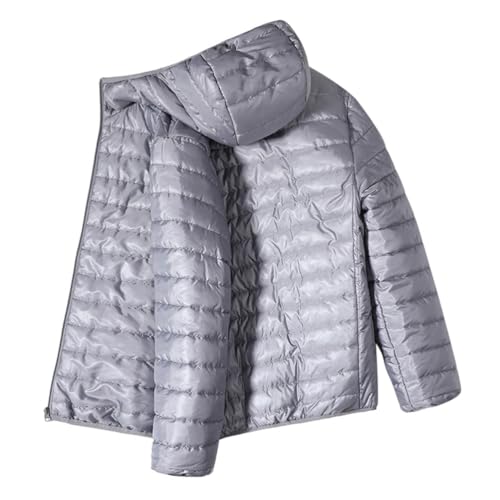 Oanviso Daunenjacken Herren Warme Jacke Wintermantel Baumwoll Leichte Jacken Reißverschluss Daunenjacke mit Kapuze Übergangsjacke Steppjacke Outdoor Warme Pufferjacke Männer A Grau S von Oanviso