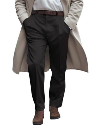 Oanviso Formelle Anzughose für Herren Elegante Hose mit Schrägen Taschen Regular Fit Freizeithose Klassischer Büro Arbeitshose Tägliche Vielseitiger Hose Bequem Outdoor Hose C Schwarz XL von Oanviso