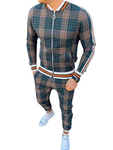 Oanviso Freizeitan-Set Herren Langarm Kariertes Trainingsanzug Sportanzug mit Reißverschluss und Tasche Jogginganzug Slim Fit Männer Sweatjacke Trainingshose Karierter Zweiteiliger Sets F03 L Oanviso Freizeitan-Set Herren Langarm Kariertes Trainingsanzug Sportanzug mit Reißverschluss und Tasche Jogginganzug Slim Fit Männer Sweatjacke Trainingshose Karierter Zweiteiliger Sets F03 L von Oanviso