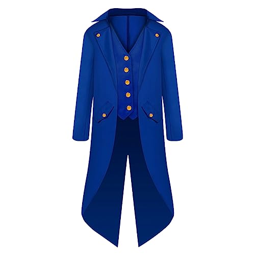 Oanviso Gothic Jacke Tuxedo Party Cosplay Kostüm Vintage Uniform Karneval Halloween Frack Mantel Steampunk Gehrock Jacke Mittelalter Viktorianischen Fashing Smoking Langarm Herren C Blau 3XL von Oanviso