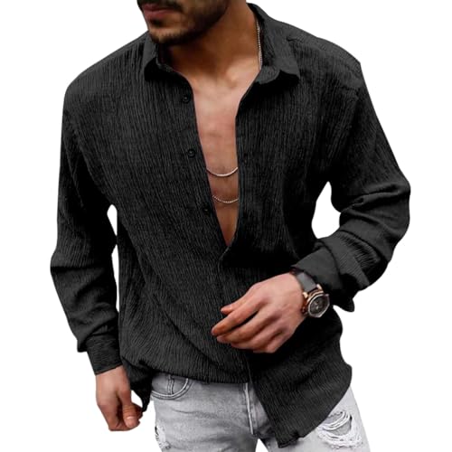 Oanviso Hemd Langarm Herren Freizeithemden Loose Fit Einfarbig Hemd Stretch Basic Hemd Frühling Herbst Mode Hemd Button Down Herrenhemden Casual A Schwarz XS Oanviso Hemd Langarm Herren Freizeithemden Loose Fit Einfarbig Hemd Stretch Basic Hemd Frühling Herbst Mode Hemd Button Down Herrenhemden Casual A Schwarz XS von Oanviso