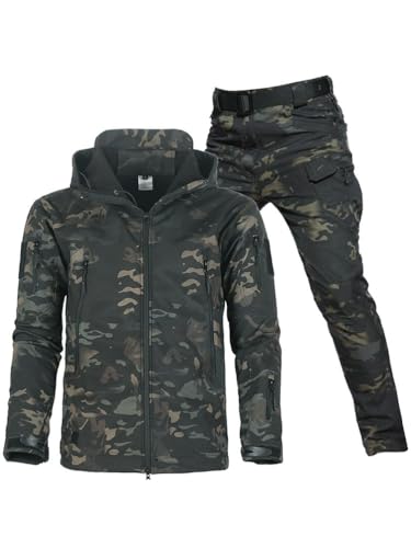 Oanviso Herren 2 Teilig Combat Jacke Taktische Sporthosen Softair Militär Anzug Männer Outdoor Regenjacke Jagdbekleidung Austauschjacke Übergangsjacke Oversized B 1 XL von Oanviso