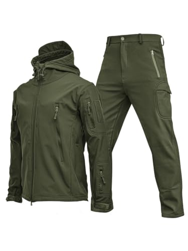 Oanviso Herren 2 Teilig Combat Jacke Taktische Sporthosen Softair Militär Anzug Männer Outdoor Regenjacke Jagdbekleidung Austauschjacke Übergangsjacke Oversized C Armeegrün M von Oanviso
