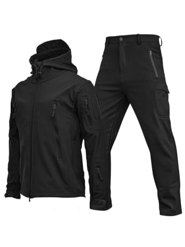 Oanviso Herren 2 Teilig Combat Jacke Taktische Sporthosen Softair Militär Anzug Männer Outdoor Regenjacke Jagdbekleidung Austauschjacke Übergangsjacke Oversized C Schwarz M von Oanviso
