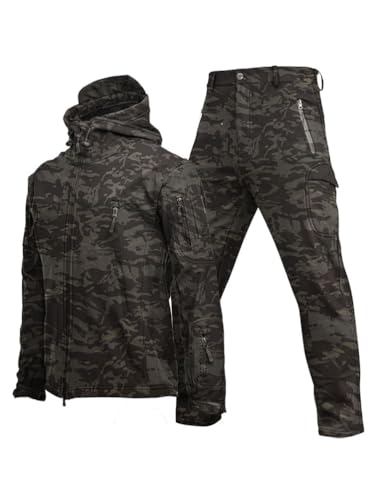 Oanviso Herren 2 Teilig Combat Jacke Taktische Sporthosen Softair Militär Anzug Männer Outdoor Regenjacke Jagdbekleidung Austauschjacke Übergangsjacke Oversized D Dunkelgrau M von Oanviso