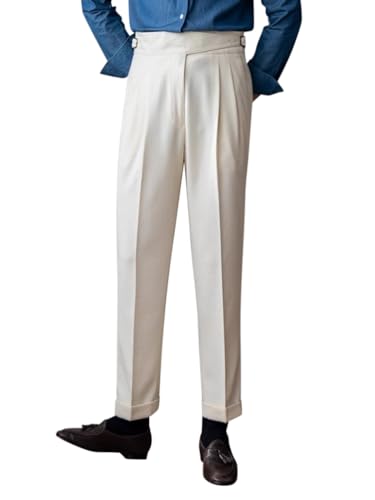 Oanviso Herren Anzughose Gerade Hose Lässige Britische Retro Hosen Formal Business Anzughosen Elegant Anzüge Chino Hose Smokinghosen Männer Stoffhose Klassisch Anzughose Slim Fit A Beige XXL von Oanviso
