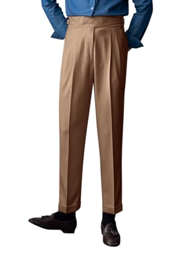Oanviso Herren Anzughose Gerade Hose Lässige Britische Retro Hosen Formal Business Anzughosen Elegant Anzüge Chino Hose Smokinghosen Männer Stoffhose Klassisch Anzughose Slim Fit A Khaki L von Oanviso