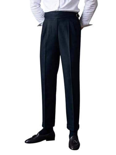 Oanviso Herren Anzughose Gerade Hose Lässige Britische Retro Hosen Formal Business Anzughosen Elegant Anzüge Chino Hose Smokinghosen Männer Stoffhose Klassisch Anzughose Slim Fit A Schwarz XXL von Oanviso