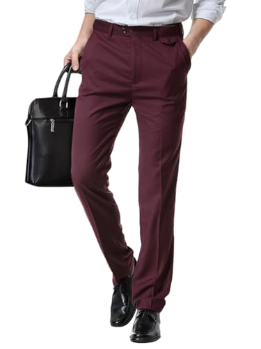 Oanviso Herren Anzughose Gerade Hose Lässige Chino Hose Business Hosen Formal Anzughosen Elegant Stoffhose Anzüge Hosen Smokinghosen Klassisch Anzughose Regular Fit Männer A Dunkelrot XS von Oanviso