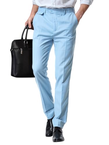 Oanviso Herren Anzughose Gerade Hose Lässige Chino Hose Business Hosen Formal Anzughosen Elegant Stoffhose Anzüge Hosen Smokinghosen Klassisch Anzughose Regular Fit Männer A Hellblau 3XL von Oanviso