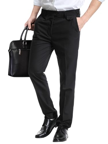 Oanviso Herren Anzughose Gerade Hose Lässige Chino Hose Business Hosen Formal Anzughosen Elegant Stoffhose Anzüge Hosen Smokinghosen Klassisch Anzughose Regular Fit Männer A Schwarz XS von Oanviso