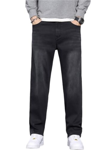 Oanviso Herren Baggy Jeanshose Denim Jeans mit Weitem Bein Männer Straight Vintage Hip Hop Hose Oversized Coole Jungen Stretch Freizeithose Streetwear A Schwarz M von Oanviso