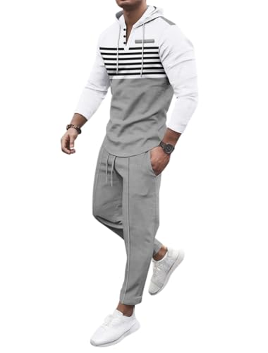 Oanviso Herren Bekleidungssets Jogginganzüge Einfarbig Sportanzug Pullover und Freizeithose Zweiteiler Set Freizeitanzug Rundhals Trainingsanzüge Fitnessanzug Langarm Basic Herbst F 06 3XL von Oanviso