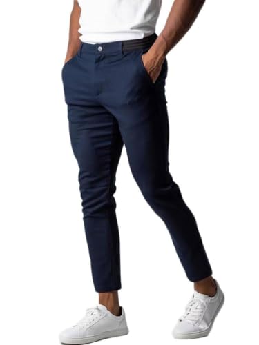 Oanviso Herren Chino Hose Casual Sommerhose Arbeitshose Anzughose mit Taschen Stretch Hose Party Mode Freizeithose Männer Business Slim Fit Hose Große Größe C Marine S von Oanviso