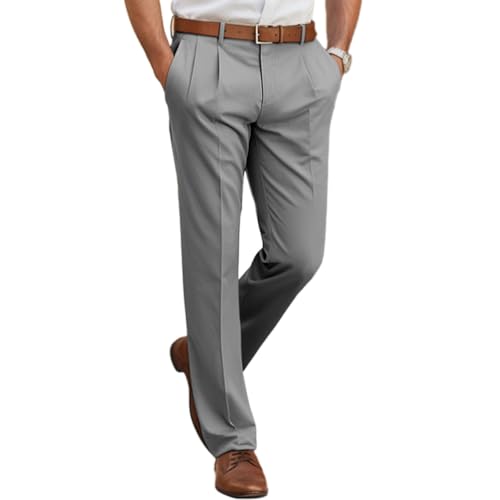 Oanviso Herren Chino Hose Freizeithose Atmungsaktiv Elastisch Business Hosen Loose Slim Fit Lange Arbeitshosen Männer Stretch Casual Anzughose mit Taschen A Grau XXL von Oanviso