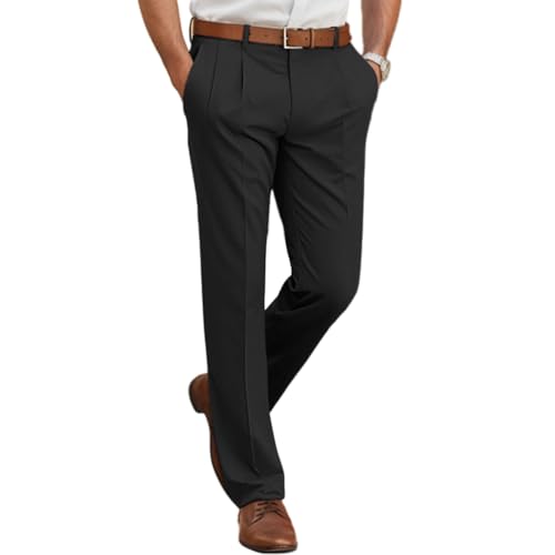Oanviso Herren Chino Hose Freizeithose Atmungsaktiv Elastisch Business Hosen Loose Slim Fit Lange Arbeitshosen Männer Stretch Casual Anzughose mit Taschen A Schwarz M von Oanviso