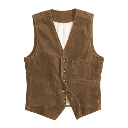 Oanviso Herren Cord Anzug Weste mit Taschen Knopf Ärmellos Gilet Vintage Cord Westernweste Herbst Slim Fit Arbeitskleidung Classic Anzugweste für Hochzeit A Kaffee M Oanviso Herren Cord Anzug Weste mit Taschen Knopf Ärmellos Gilet Vintage Cord Westernweste Herbst Slim Fit Arbeitskleidung Classic Anzugweste für Hochzeit A Kaffee M von Oanviso