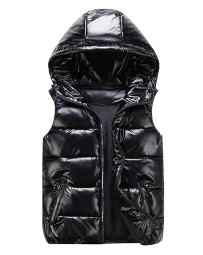 Oanviso Herren Daunenjacke Ärmellos Glänzende Outdoor Warme Parka Weste Stylish Windjacke Freizeit Westen mit Kapuze Klassisch Winter Weste Männer Daunenweste A Schwarz XXL von Oanviso