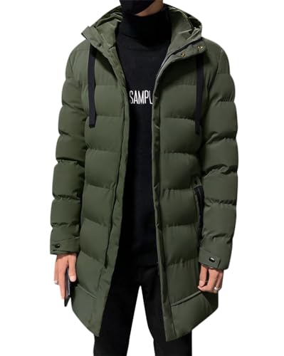 Oanviso Herren Daunenjacke Outdoor Parka Jacke Baumwolle mit Kapuze Warme Windjacke Freizeit Mantel Sport Klassisch Winter Jacken Männer Daunenjacke Mittlerer Länge A Grün 3XL von Oanviso