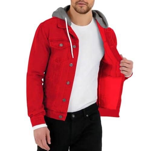Oanviso Herren Denim Jacke mit Umschlagkragen Einfarbig Button Down Übergangsjacke Jeansmantel mit Pattentasche Freizeitjacke Vintage Biker Motorradjacken Basic Langarm Jeansjacke B Rot XL Oanviso Herren Denim Jacke mit Umschlagkragen Einfarbig Button Down Übergangsjacke Jeansmantel mit Pattentasche Freizeitjacke Vintage Biker Motorradjacken Basic Langarm Jeansjacke B Rot XL von Oanviso
