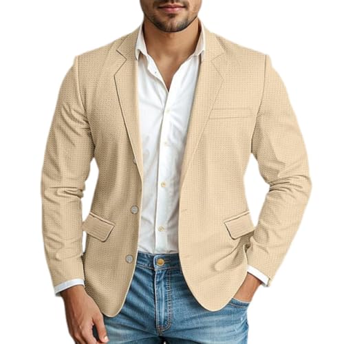 Oanviso Herren Elegante Sakko Sommer Leicht Blazer Freizeit Anzugjacke Eine Knopf Blazers Slim Fit Herrensakko Sportlich Alltagsanzüge Party Sportmantel B Khaki XXL von Oanviso