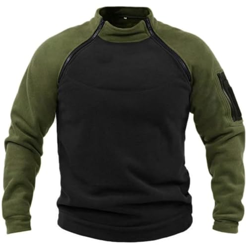 Oanviso Herren Fleecejacke Softshell Jacke Winterjacke Winddicht Armee Jacke Taktisch Stil Fleece Pullover Militär Windjacke Freizeit Windbreaker ohne Kapuze B Armeegrün M von Oanviso