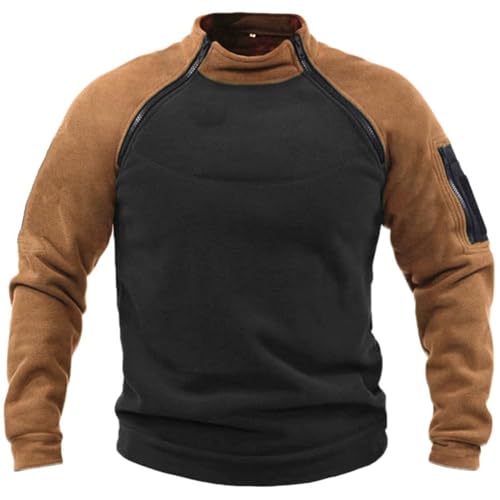Oanviso Herren Fleecejacke Softshell Jacke Winterjacke Winddicht Armee Jacke Taktisch Stil Fleece Pullover Militär Windjacke Freizeit Windbreaker ohne Kapuze B Braun L von Oanviso