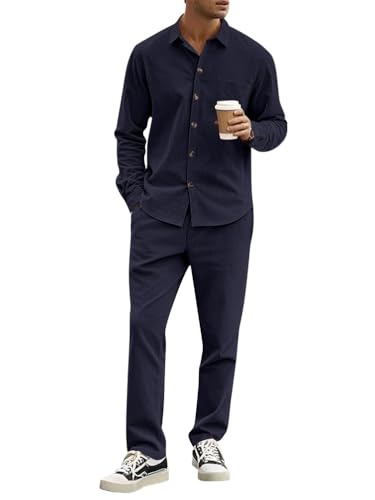 Oanviso Herren Freizeitanzug 2 Teiliges Outfit Cordhemd Mode Hemdjacke + Freizeithose Set Businesshemd Männer Langarm Freizeithemd und Lange Hose Winter Herbst A Marine 3XL Oanviso Herren Freizeitanzug 2 Teiliges Outfit Cordhemd Mode Hemdjacke + Freizeithose Set Businesshemd Männer Langarm Freizeithemd und Lange Hose Winter Herbst A Marine 3XL von Oanviso