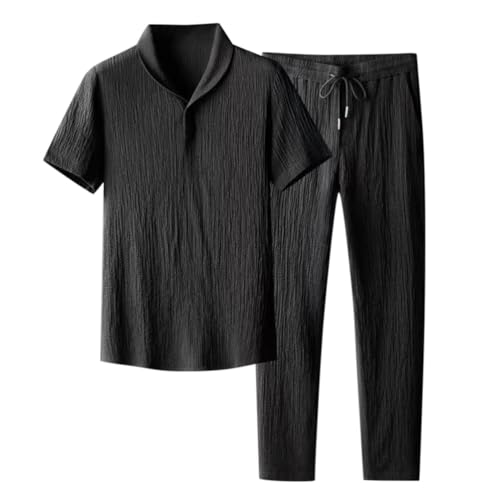 Oanviso Herren Freizeitanzug 2-Teiliges Set Kurzarm/Langarm Shirt + Hose Set Strandanzug Revers Sommer Leinenanzug Einfarbig Baumwolle Leinen Zweiteiler Jogginganzug Leicht für Männer A 02 XL Oanviso Herren Freizeitanzug 2-Teiliges Set Kurzarm/Langarm Shirt + Hose Set Strandanzug Revers Sommer Leinenanzug Einfarbig Baumwolle Leinen Zweiteiler Jogginganzug Leicht für Männer A 02 XL von Oanviso