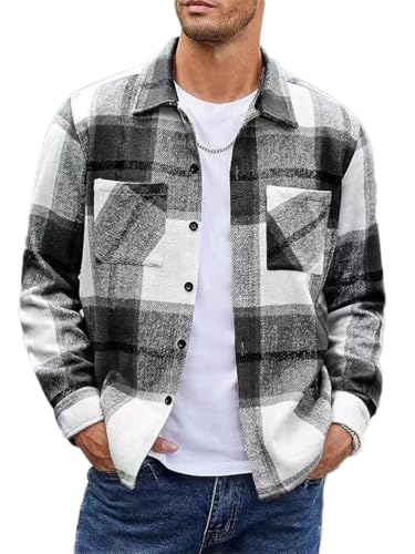 Oanviso Herren Freizeithemden Langarm Flanellhemd Kariert Hemden mit Brusttasche Button Down Sweatjacke Slim Fit Hemdjacke Winter Übergangsjacke Große Größe A Schwarz XL Oanviso Herren Freizeithemden Langarm Flanellhemd Kariert Hemden mit Brusttasche Button Down Sweatjacke Slim Fit Hemdjacke Winter Übergangsjacke Große Größe A Schwarz XL von Oanviso