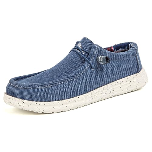 Oanviso Herren Freizeitschuhe Mokassins Weiches Bootsschuhe Loafers Flache Fahren Halbschuhe Casual Slippers Atmungsaktiv Walkingschuhe Lauflernschuhe Oversized A Blau 41 EU von Oanviso