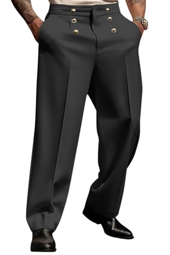 Oanviso Herren Gerade Geschnittenen Anzughose Einfarbig Arbeitshose mit Taschen Bequem und Atmungsaktiv Business Hose Modische Casual Outdoor-Hose Formelle Vielseitige Anzughose D Schwarz M von Oanviso