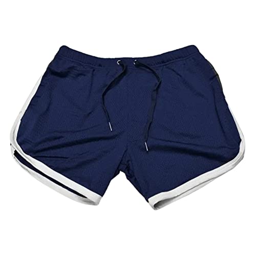 Oanviso Herren Gittergewebe Sportlich Kurze Hose Marathon Shorts Atmungsaktiv Trainingsshorts Quick Dry Badehose Stretchbund Laufshorts mit Kordelzug Sommer Freizeit Strandshorts A Marineblau01 M von Oanviso