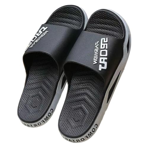 Oanviso Herren Hausschuhe Badeschuhe Badeschlappen Slippers Sommer Dicke Sohle Slippers Vintage Flip Flops Große Größe Pantoffeln Indoor Strand Sandalen A Schwarz 48/49 EU von Oanviso