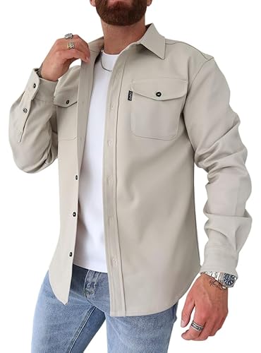 Oanviso Herren Hemdjacke Einfarbig Hemden Button Down Langarm Freizeitjacke Slim Fit Hemd mit Taschen Dickes Hemd Jacke Herbst Modisches Herrenhemd Casual A Beige L Oanviso Herren Hemdjacke Einfarbig Hemden Button Down Langarm Freizeitjacke Slim Fit Hemd mit Taschen Dickes Hemd Jacke Herbst Modisches Herrenhemd Casual A Beige L von Oanviso