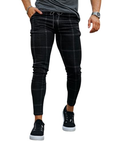 Oanviso Herren Hosen Chino Karierte Hose Mode Herrenhosen Slim Fit Strech Hosen Herbst Freizeithose Anzughose Männer Stoffhosen Chinohose für Männer C 03 L von Oanviso