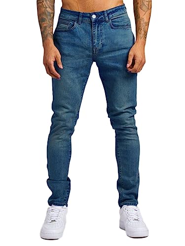 Oanviso Herren Jeans Hose Slim Fit Vintage Denim Lange Destroyed Jeanshose für Männer Hip Hop Hose Coole Jungen Stretch Freizeithose Schwarze Cargo Chino Hose A Dunkelblau XXL von Oanviso