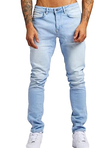 Oanviso Herren Jeans Hose Slim Fit Vintage Denim Lange Destroyed Jeanshose für Männer Hip Hop Hose Coole Jungen Stretch Freizeithose Schwarze Cargo Chino Hose A Hellblau M von Oanviso