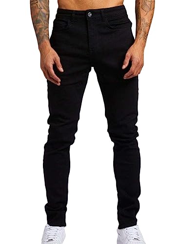 Oanviso Herren Jeans Hose Slim Fit Vintage Denim Lange Destroyed Jeanshose für Männer Hip Hop Hose Coole Jungen Stretch Freizeithose Schwarze Cargo Chino Hose A Schwarz XL von Oanviso