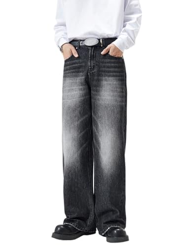 Oanviso Herren Jeanshose Basic Baggy Jeans Y2k Stretch Denim Coole Loose Fit Jeanshosen Oversized Mode Hip Hop Cargo Jean für Teenager Freizeithose Streetwear B Schwarz 3XL von Oanviso