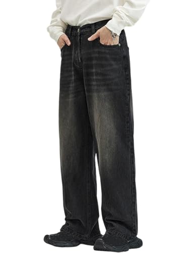 Oanviso Herren Jeanshose Basic Baggy Jeans Y2k Stretch Denim Coole Loose Fit Jeanshosen Oversized Mode Hip Hop Cargo Jean für Teenager Freizeithose Streetwear C Schwarz XL von Oanviso