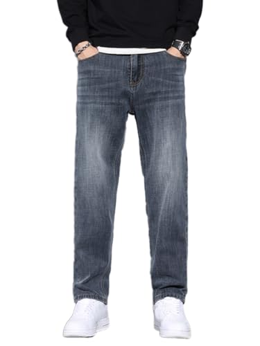 Oanviso Herren Jeanshose Biker Y2k Hose Loose Fit Lang Jeanshosen Denim Hose Mode Männer Zerrissen Baggy Jeans Denim Cargohosen Teenager Lässig Streethose A Blau Grau S von Oanviso