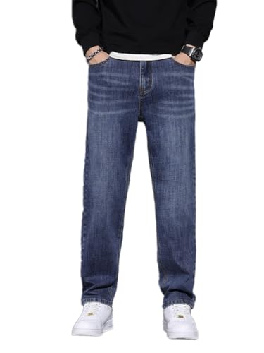 Oanviso Herren Jeanshose Biker Y2k Hose Loose Fit Lang Jeanshosen Denim Hose Mode Männer Zerrissen Baggy Jeans Denim Cargohosen Teenager Lässig Streethose A Dunkelblau S von Oanviso