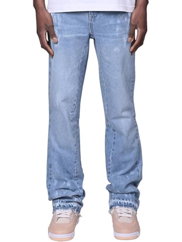 Oanviso Herren Jeanshosen Y2K Streetwear Flared Jeans Baggy Pants Gebunden Gefärbt Vintage Hip Hop Cowboy Slim Fit Hosen A Blau XXL von Oanviso