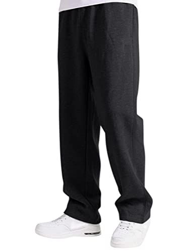 Oanviso Herren Jogginghose Elastischer Taille Langhose Gerades Bein Einfarbig Hose mit Taschen Komfortabel Trainingshose Atmungsaktiv Sweathose Yoga Freizeithose Männer Modern Jogger A Schwarz XS von Oanviso