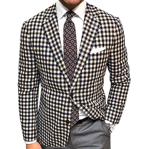 Oanviso Herren Karo Blazer Kariert Slim Fit Anzug Revers Stylish Scheckblazer Freizeit Sakkos für Männer Mantel aus Twill mit Knöpfen Klassisch Kariert Business Anzugjacken Herbst E 01 L Oanviso Herren Karo Blazer Kariert Slim Fit Anzug Revers Stylish Scheckblazer Freizeit Sakkos für Männer Mantel aus Twill mit Knöpfen Klassisch Kariert Business Anzugjacken Herbst E 01 L von Oanviso