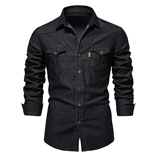 Oanviso Herren Langarm Jeanshemd Button Down Freizeithemden Revers Einfarbig Ombre Hemd Slim Fit Businesshemd Arbeitshemd Vintage Denim Hemd Bequem Verwaschenes Finish Hemd A Schwarz XXL Oanviso Herren Langarm Jeanshemd Button Down Freizeithemden Revers Einfarbig Ombre Hemd Slim Fit Businesshemd Arbeitshemd Vintage Denim Hemd Bequem Verwaschenes Finish Hemd A Schwarz XXL von Oanviso