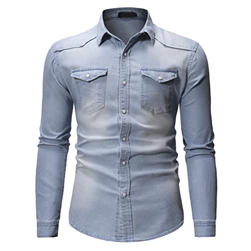 Oanviso Herren Langarm Jeanshemd Button Down Freizeithemden Revers Einfarbig Ombre Hemd Slim Fit Businesshemd Arbeitshemd Vintage Denim Hemd Bequem Verwaschenes Finish Hemd B Hellblau M Oanviso Herren Langarm Jeanshemd Button Down Freizeithemden Revers Einfarbig Ombre Hemd Slim Fit Businesshemd Arbeitshemd Vintage Denim Hemd Bequem Verwaschenes Finish Hemd B Hellblau M von Oanviso