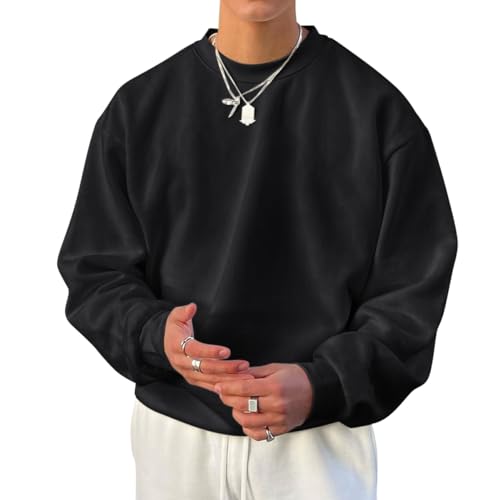 Oanviso Herren Langarm Sweatshirt mit Rundhalsausschnitt Casual Sport Oberteile Einfarbig/Drucken Raglan Sweatshirt Ohne Kapuze Outdoor Sweatshirt Alltägliche Vielseitige Oberteil A Schwarz L Oanviso Herren Langarm Sweatshirt mit Rundhalsausschnitt Casual Sport Oberteile Einfarbig/Drucken Raglan Sweatshirt Ohne Kapuze Outdoor Sweatshirt Alltägliche Vielseitige Oberteil A Schwarz L von Oanviso