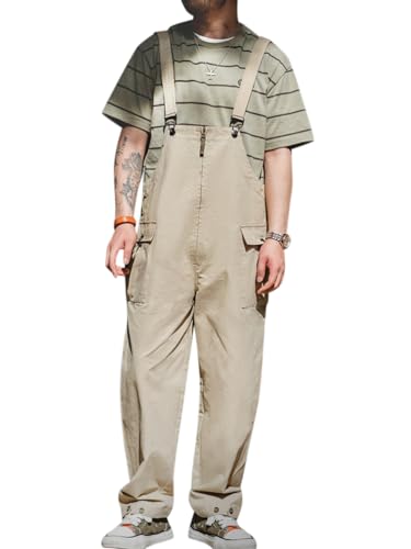Oanviso Herren Latzhose Overalls Cargo Jeans mit Hosenträger Retro Jumpsuit Arbeitshose Loose Fit Arbeitslatzhosen Latzanzug Männer Overall Streetwear Casual D 01 XXL von Oanviso